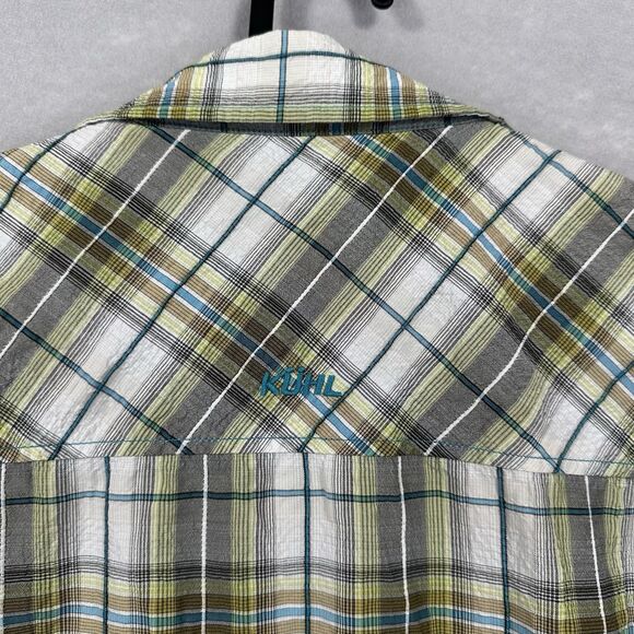 Kuhl Crinkle Stallion Men’s XL Short Sleeve Plaid Button Up Outdoor Hiking Shirt - Picture 13 of 15